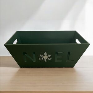 Christmas Green Wood Storage Bin Basket